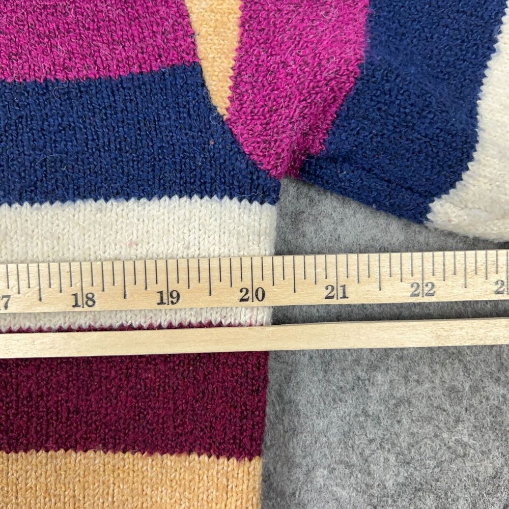 VTG St Johns Bay Sweater Womens Medium Multicolor Striped Turtleneck Side Button - Picture 8 of 10